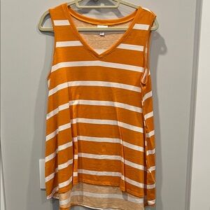 LuLaRoe Bold Orange and White Tank Top